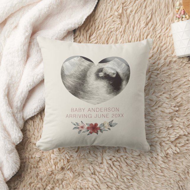 Heart Ultrasound Pregnancy Announcement Reveal Cushion (Blanket)