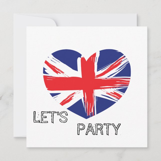 Heart Union Jack Flag Invitation (Front)