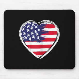 Heart Us Flag 4th Of July Patriotic American Mouse Mat