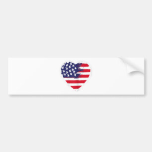 Heart US Flag 4th of July Patriotic American Stars Bumper Sticker