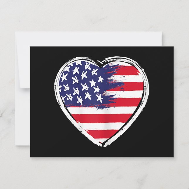Heart US Flag 4th of July Patriotic American Stars Holiday Card (Front)