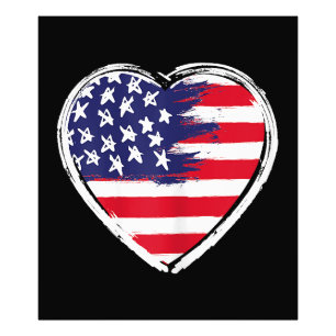 Heart US Flag 4th of July Patriotic American Stars Photo Print