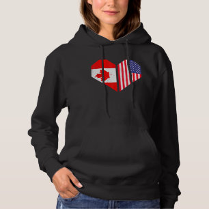 Heart Us Flag Maple Leaf Canadian American Flag Us Hoodie
