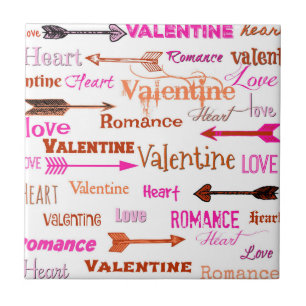 Heart, Valentine and Romance With Cupid Arrows Tile