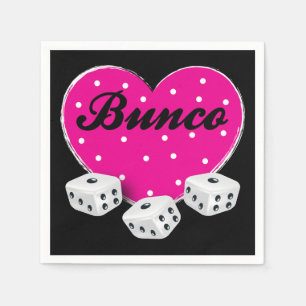 Heart Valentine Bunco Pink With Dice Napkin