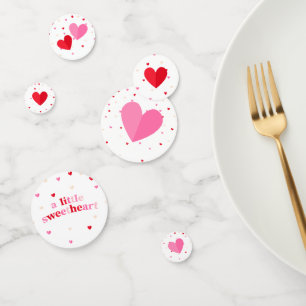 Heart Valentine Theme Baby Girl Shower Red Pink  Confetti