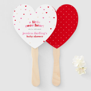 Heart Valentine Theme Baby Girl Shower Red Pink    Hand Fan
