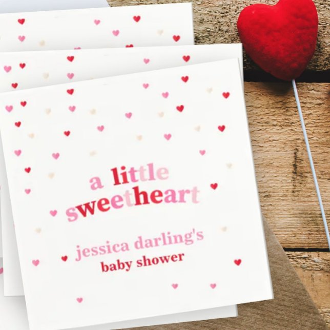 Heart Valentine Theme Baby Girl Shower Red Pink Na Napkin (Creator Uploaded)