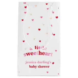 Heart Valentine Theme Baby Girl Shower Red Pink Small Gift Bag