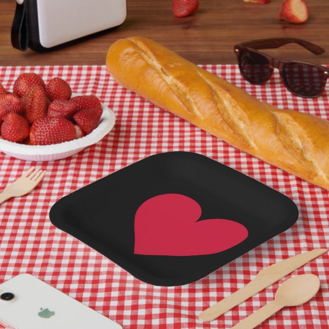 Heart Valentines Day Love Heart  Paper Plate (Picnic)