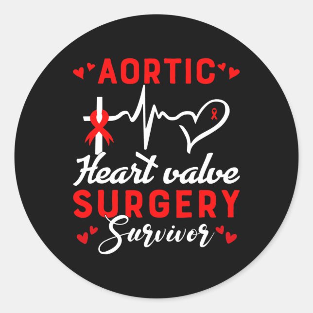 Heart Valve Surgery Survivor Heart Disease Awarene Classic Round Sticker (Front)