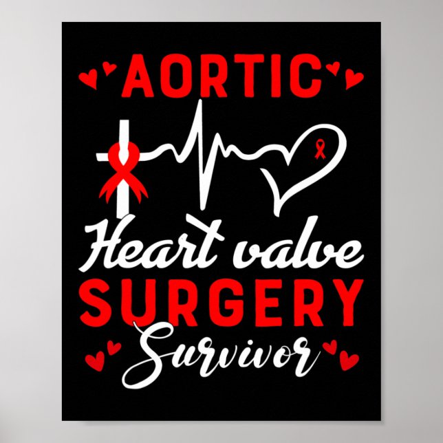 Heart Valve Surgery Survivor Heart Disease Awarene Poster (Front)