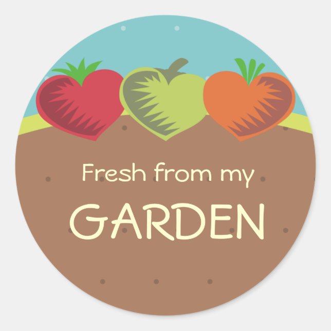 heart vegetables healthy dining gardening love ... classic round sticker (Front)