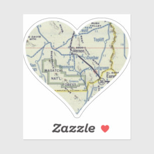 Heart Vernon Utah Retro Map