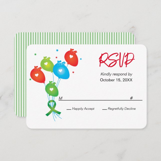 Heart-versary Balloons Customisable Party RSVP (Front/Back)