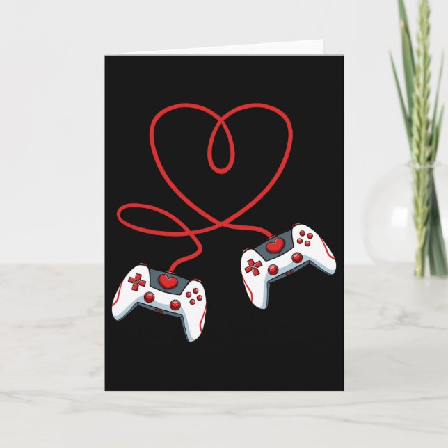 Heart Video-game Controller Valentines Day Cool Ga Card (Front)