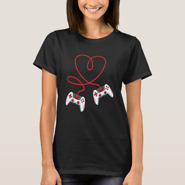 Heart Video Game Controller Valentines Day Cool Ga T-Shirt (Front)