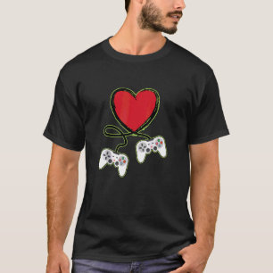 Heart Video Gamer Controller Mens Valentines Day B T-Shirt