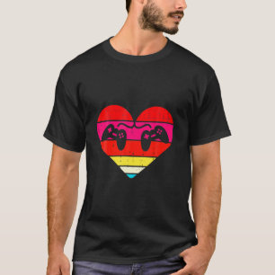 Heart Video Gamer Controller Valentines Day Boys T-Shirt