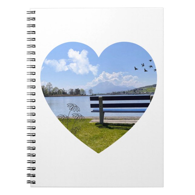 heart view - note pad with natural motif notebook (Front)