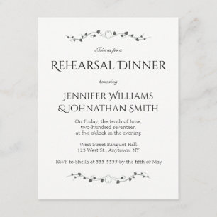 Heart vines rehearsal dinner invitations