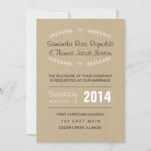 Heart Vines Wedding Invitation (Front)