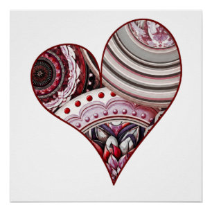 Heart Vintage Mandalas Poster