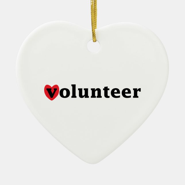 Heart Volunteer Ceramic Tree Decoration (Front)