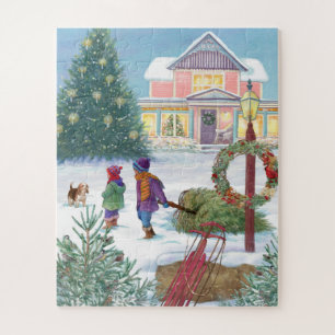 Heart Warming Snowscape with Kids  Jigsaw Puzzle