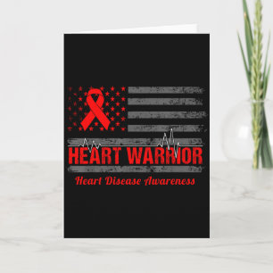 Heart Warrior American Flag Heart Disease Awarenes Card