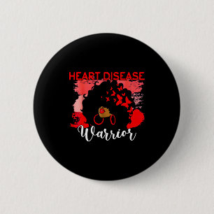 Heart Warrior Black Woman Red Heart Disease Awaren 6 Cm Round Badge