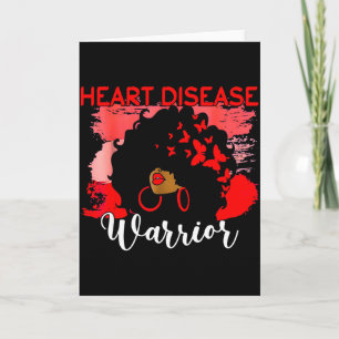 Heart Warrior Black Woman Red Heart Disease Awaren Card