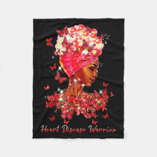 Heart Warrior Butterflies Women Red Heart Disease Fleece Blanket