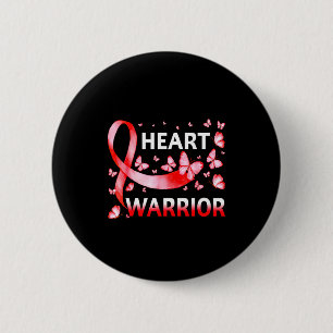Heart Warrior Butterfly Heart Disease Awareness 6 Cm Round Badge