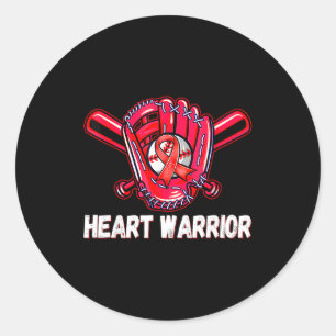 Heart Warrior Heart Disease Awareness Baseball Sof Classic Round Sticker
