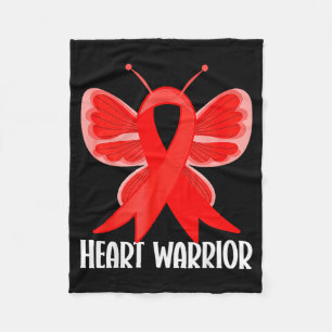 Heart Warrior Heart Disease Awareness Butterfly Wo Fleece Blanket