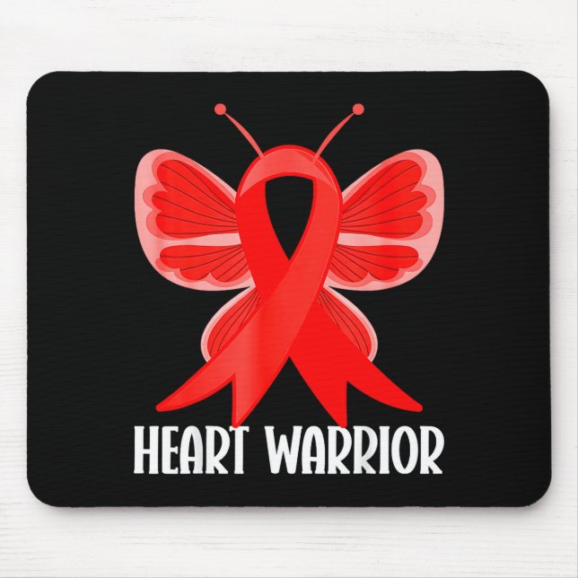 Heart Warrior Heart Disease Awareness Butterfly Wo Mouse Mat (Front)