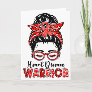 Heart Warrior Messy Bun Go Red - Heart Disease Awa Card