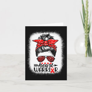 Heart Warrior Messy Bun Go Red - Heart Disease Awa Card