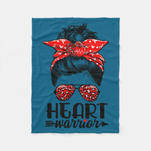 Heart Warrior Messy Bun Go Red - Heart Disease Awa Fleece Blanket