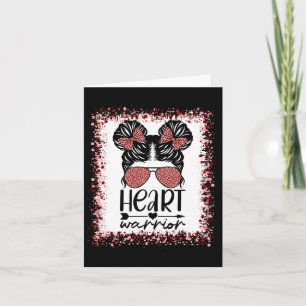 Heart Warrior Messy Bun Leopard Heart Disease Awar Card
