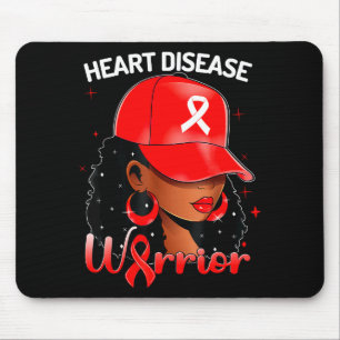 Heart Warrior Red Black Woman Heart Disease Awaren Mouse Mat