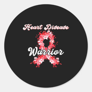 Heart Warrior Red Heart Disease Awareness Ribbon S Classic Round Sticker