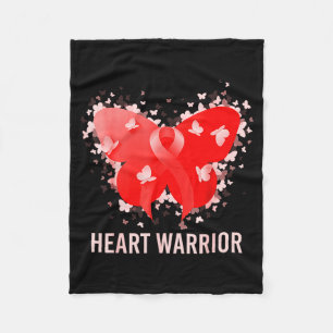 Heart Warrior Red Ribbon Butterfly Heart Disease A Fleece Blanket