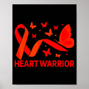 Heart Warrior Red Ribbon Heart Disease Awareness M Poster
