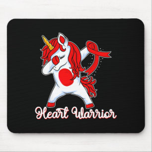 Heart Warrior Ribbon Heart Disease Dabbing Unicorn Mouse Mat