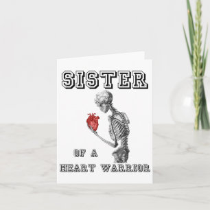Heart Warrior Sister Skeleton Human Heart Disease  Card