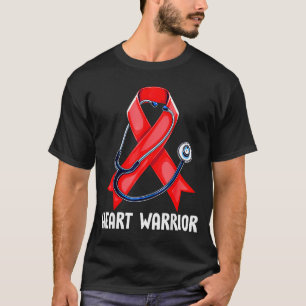 Heart Warrior Stethoscope Red Nurse Heart Disease  T-Shirt