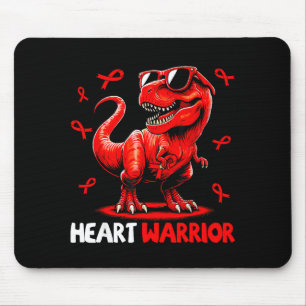 Heart Warrior Trex Dinosaur Heart Disease Awarenes Mouse Mat