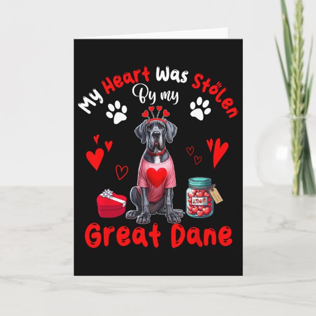 Heart Was Stolen By My Great Dane Valentine Dog Ow Card (Front)